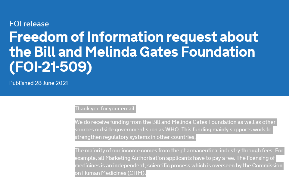 MHRA conflict of interest with bill gates